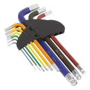 Ball-End Hex Key Set 9pc Colour-Coded Long Metric