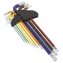 Ball-End Hex Key Set 9pc Colour-Coded Extra Long Metric
