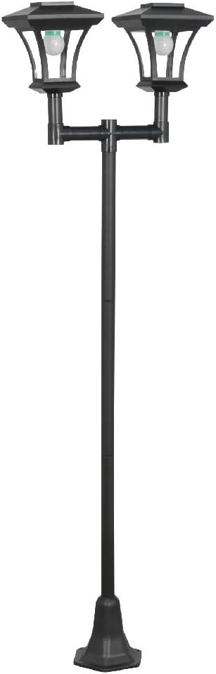 LED SOLAR POWERED GARDEN LAMP TWIN HEAD