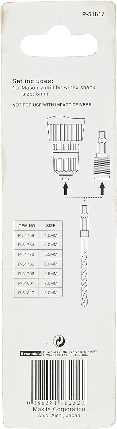 Masonry Drill Bit, 8 mm Diameter