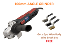 Angle Grinder & 3pc Wire Brush Set