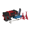 Trolley Jack 2tonne Low Entry Short Chassis - Blue and Accessories Bag Combo | Pipe Manufacturers Ltd..