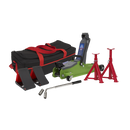 Trolley Jack 2tonne Low Entry Short Chassis - Hi-Green and Accessories Bag Combo | Pipe Manufacturers Ltd..