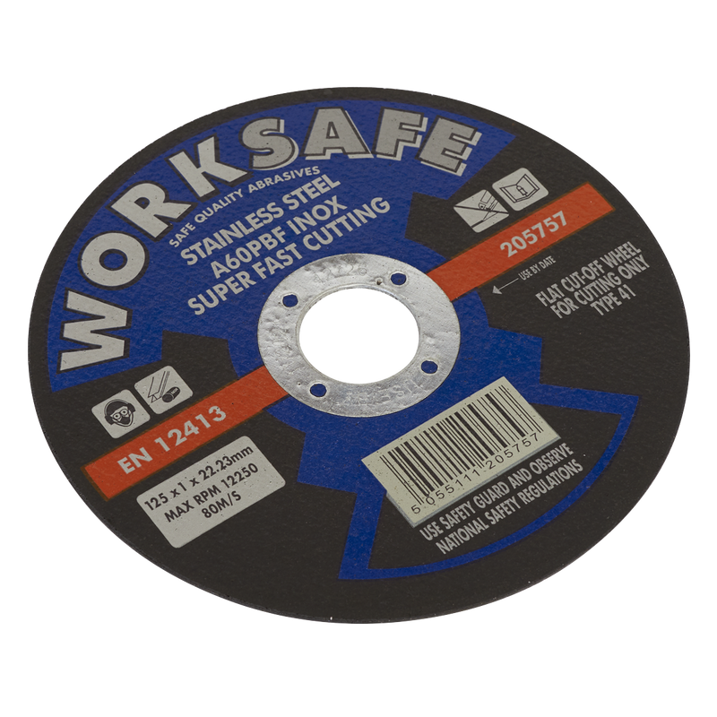 Cutting Disc Flat Stainless Steel (INOX) ¯125 x 1 x 22mm | Pipe Manufacturers Ltd..