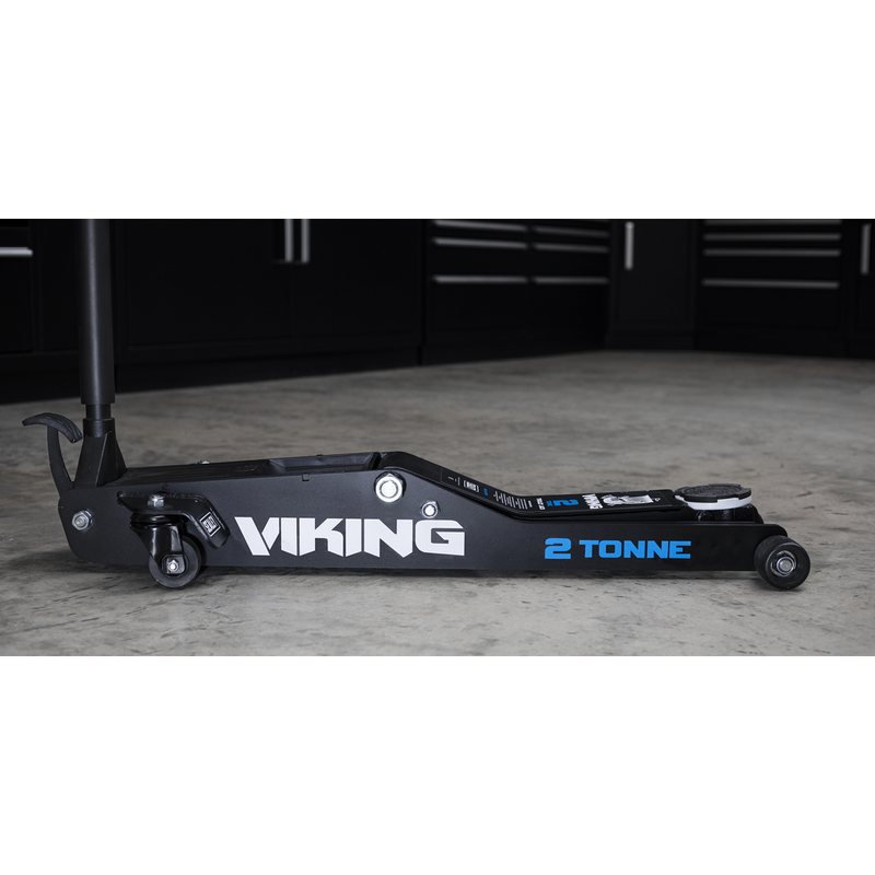 Viking Low Entry Long Reach Trolley Jack 2tonne with Rocket Lift | Pipe Manufacturers Ltd..