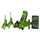 Trolley Jack 3tonne Super Rocket Lift & Axle Stands (Pair) 3tonne Capacity per Stand-Hi-Vis Combo | Pipe Manufacturers Ltd..