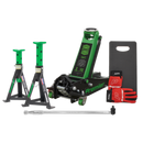 Trolley Jack 3tonne Rocket Lift Green with Accessories | Pipe Manufacturers Ltd..