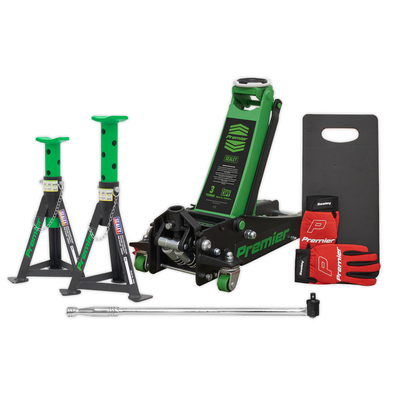 Trolley Jack 3tonne Rocket Lift Green with Accessories | Pipe Manufacturers Ltd..