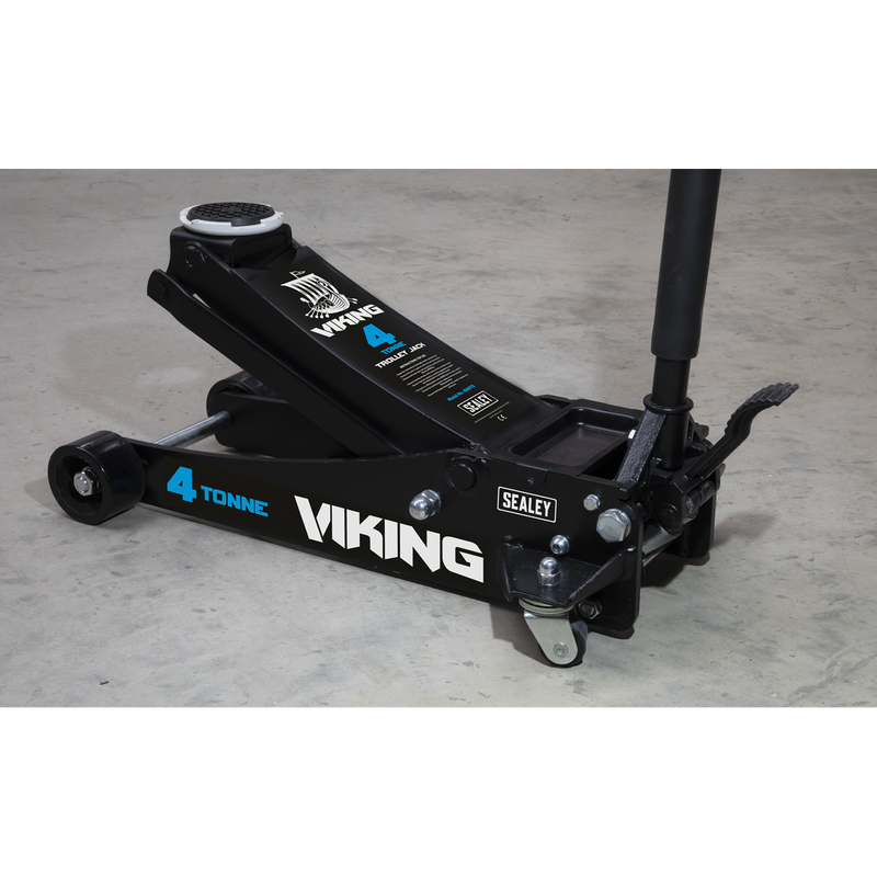 Viking Tyre Bay Trolley Jack 4tonne Low Entry with Rocket Lift | Pipe Manufacturers Ltd..