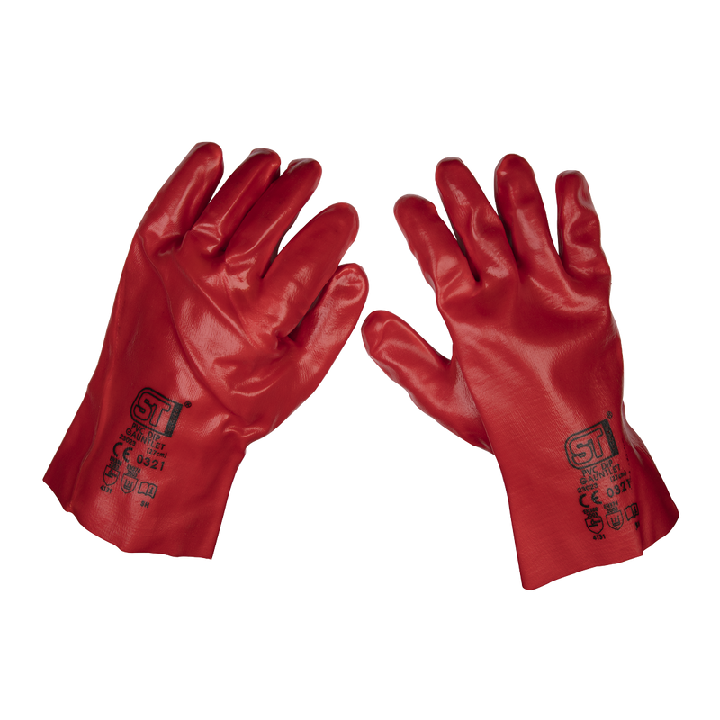 Red PVC Open Cuff Gloves - Pair | Pipe Manufacturers Ltd..