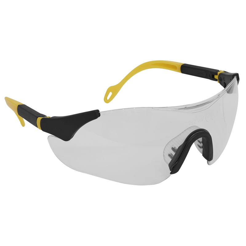 Sports Style Clear Safety Glasses with Adjustable Arms | Pipe Manufacturers Ltd..