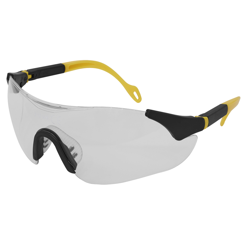 Sports Style Clear Safety Glasses with Adjustable Arms | Pipe Manufacturers Ltd..