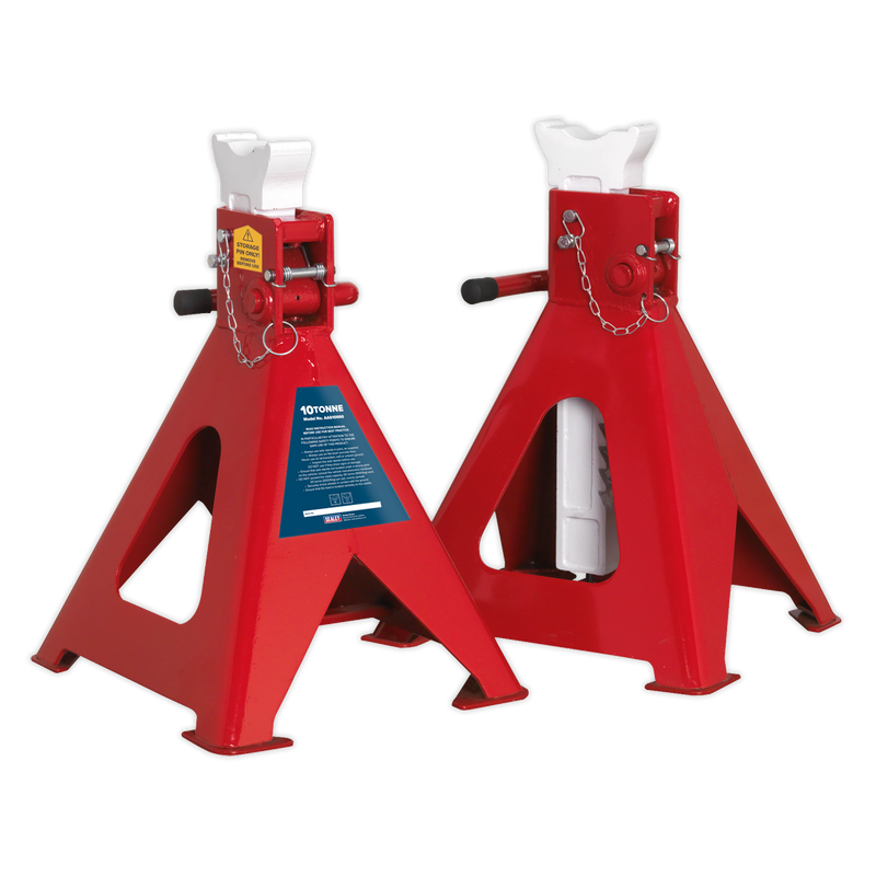 Axle Stands (Pair) 10tonne Capacity per Stand Auto Rise Ratchet | Pipe Manufacturers Ltd..