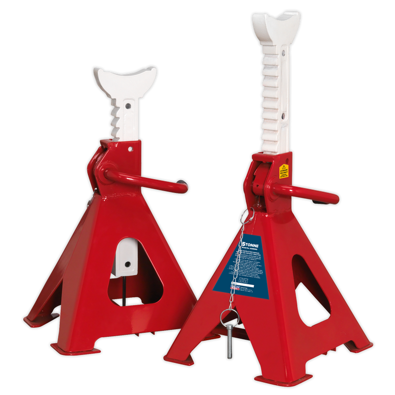 Axle Stands (Pair) 5tonne Capacity per Stand Auto Rise Ratchet | Pipe Manufacturers Ltd..
