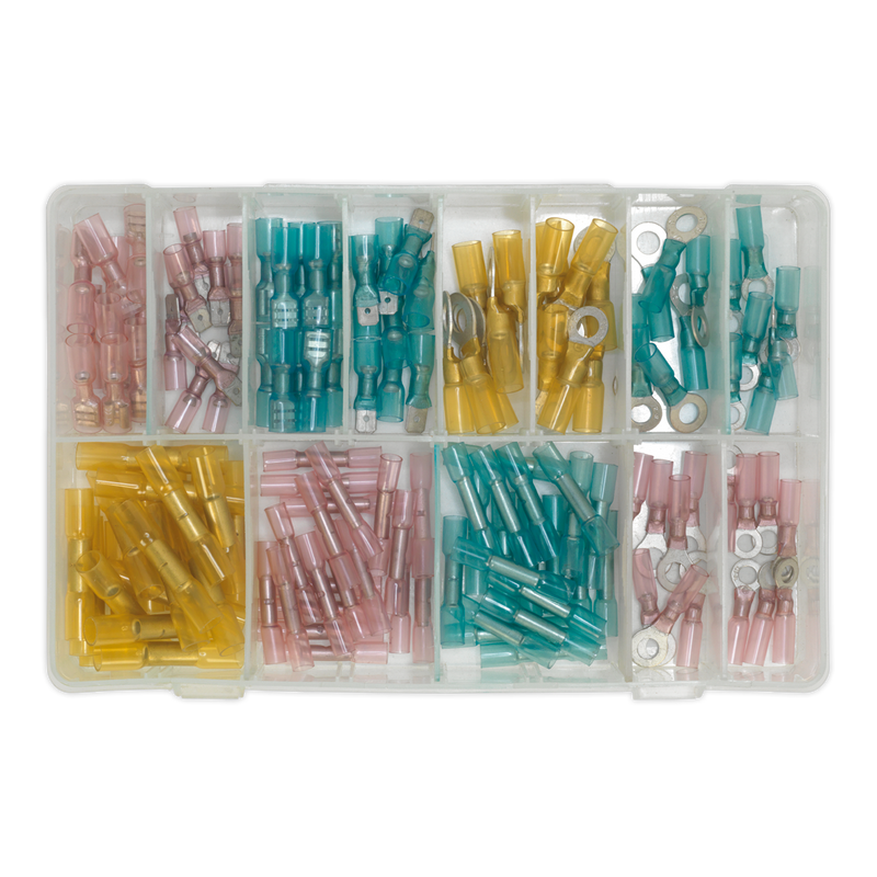 Adhesive Lined Heat Shrink Terminal Assortment 142pc Blue, Red & Yellow | Pipe Manufacturers Ltd..