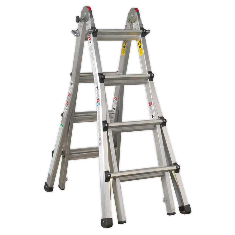 Aluminium Telescopic Ladder 4-Way EN 131 Adjustable Height | Pipe Manufacturers Ltd..