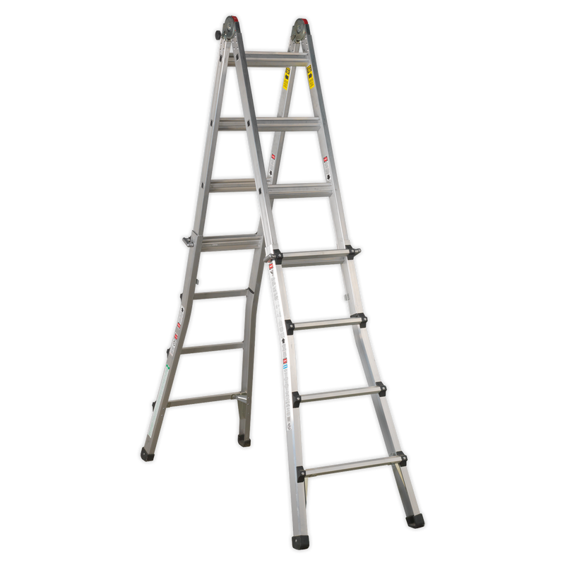 Aluminium Telescopic Ladder 4-Way EN 131 Adjustable Height | Pipe Manufacturers Ltd..