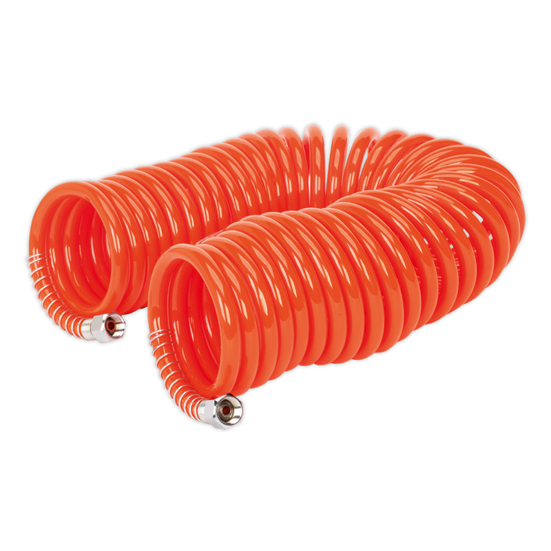 PU Coiled Air Hose 10m x ¯6mm with 1/4"BSP Unions | Pipe Manufacturers Ltd..