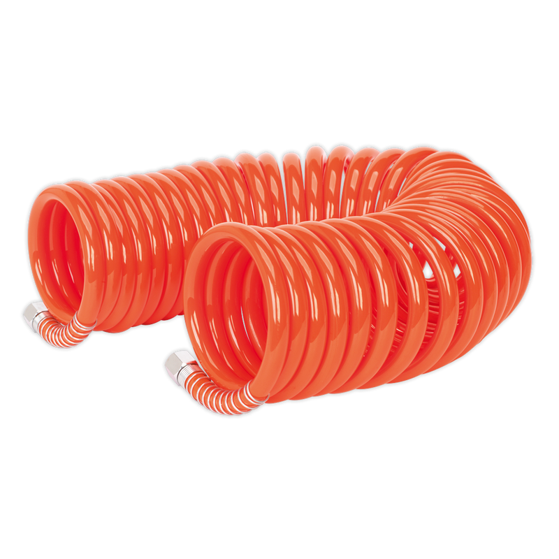 PU Coiled Air Hose 10m x ¯8mm with 1/4"BSP Unions | Pipe Manufacturers Ltd..