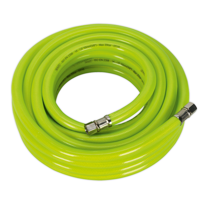 Air Hose High Visibility 10m x ¯10mm with 1/4"BSP Unions | Pipe Manufacturers Ltd..