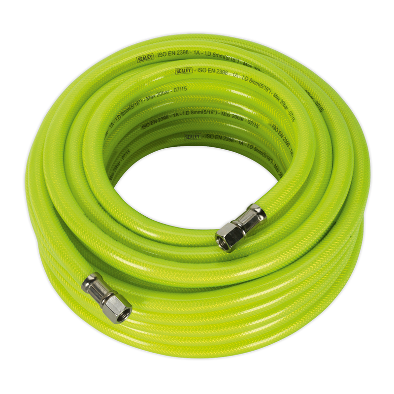 Air Hose High Visibility 15m x ¯8mm with 1/4"BSP Unions | Pipe Manufacturers Ltd..