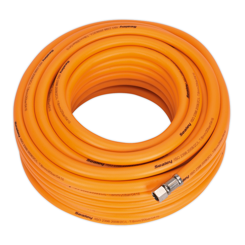 Air Hose 20m x ¯8mm Hybrid High Visibility with 1/4"BSP Unions | Pipe Manufacturers Ltd..