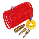 Air Hose Kit 5m x ¯5mm PU Coiled with Connectors | Pipe Manufacturers Ltd..