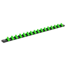 Socket Retaining Rail with 16 Clips 1/4"Sq Drive - Hi-Vis Green | Pipe Manufacturers Ltd..