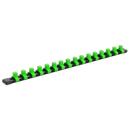 Socket Retaining Rail with 16 Clips 3/8"Sq Drive - Hi-Vis Green | Pipe Manufacturers Ltd..