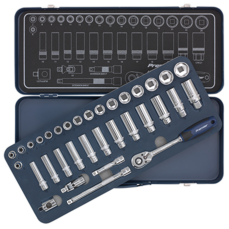 Socket Set 34pc 3/8"Sq Drive Lock-Onª 6pt Metric | Pipe Manufacturers Ltd..