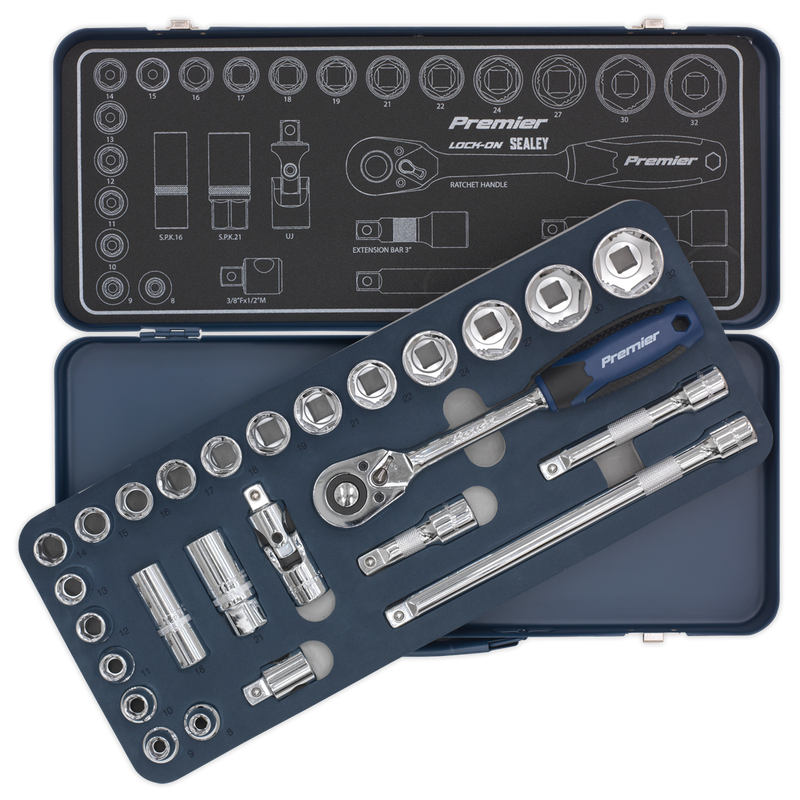 Socket Set 26pc 1/2"Sq Drive Lock-Onª 6pt Metric | Pipe Manufacturers Ltd..