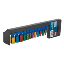 Multi-Coloured Socket Set 12pc 1/4"Sq Drive 6pt WallDrive¨ Metric | Pipe Manufacturers Ltd..