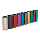 Multi-Coloured Socket Set 10pc 3/8"Sq Drive 6pt Deep WallDrive¨ Metric | Pipe Manufacturers Ltd..