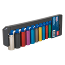 Multi-Coloured Socket Set 10pc 3/8"Sq Drive 6pt Deep WallDrive¨ Metric | Pipe Manufacturers Ltd..