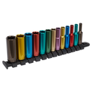 Multi-Coloured Socket Set 13pc 1/4"Sq Drive 6pt Deep WallDrive¨ Metric | Pipe Manufacturers Ltd..