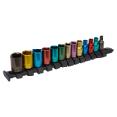 Multi-Coloured Socket Set 13pc 1/4"Sq Drive 6pt WallDrive¨ Metric | Pipe Manufacturers Ltd..