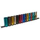 Multi-Coloured Socket Set 15pc 1/2"Sq Drive 6pt Deep WallDrive¨ Metric | Pipe Manufacturers Ltd..