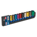 Multi-Coloured Socket Set 10pc 1/2"Sq Drive 6pt WallDrive¨ Metric | Pipe Manufacturers Ltd..
