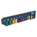 Multi-Coloured Socket Set 10pc 1/2"Sq Drive 6pt WallDrive¨ Metric | Pipe Manufacturers Ltd..