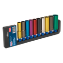 Multi-Coloured Socket Set 10pc 1/2"Sq Drive 6pt Deep WallDrive¨ Metric | Pipe Manufacturers Ltd..