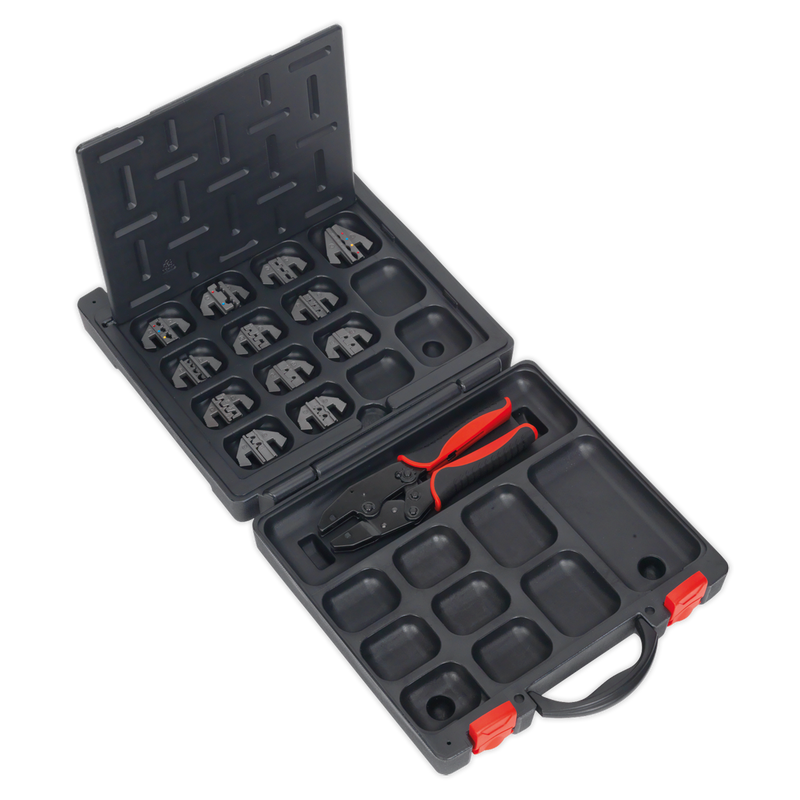 Ratchet Crimping Tool with Jaws and Storage Case | Pipe Manufacturers Ltd..