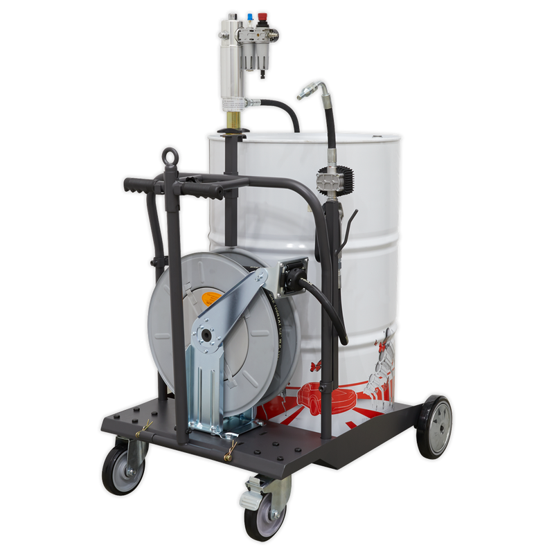 Oil Dispensing System Air Operated with 10m Retractable Hose Reel | Pipe Manufacturers Ltd..