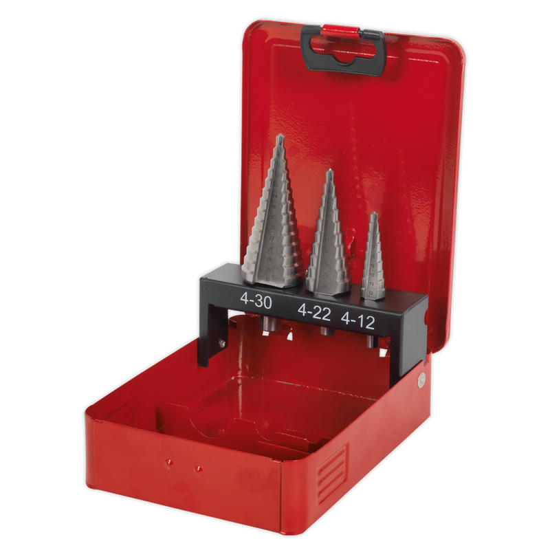 HSS M2 Step Drill Bit Set 3pc Double Flute | Pipe Manufacturers Ltd..