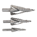 HSS M2 Step Drill Bit Set 3pc Spiral Flute | Pipe Manufacturers Ltd..