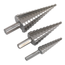 HSS 4341 Step Drill Bit Set 3pc Double Flute | Pipe Manufacturers Ltd..