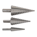 HSS 4341 Step Drill Bit Set 3pc Double Flute | Pipe Manufacturers Ltd..