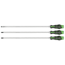 3pc 450mm Extra-Long Hammer-Thru Screwdriver Set Hi-Vis Green