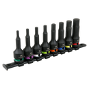 8pc 1/2"Sq Drive Hex Impact Socket Bit Set