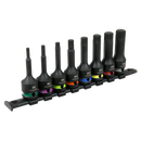 8pc 1/2"Sq Drive Spline Impact Socket Bit Set