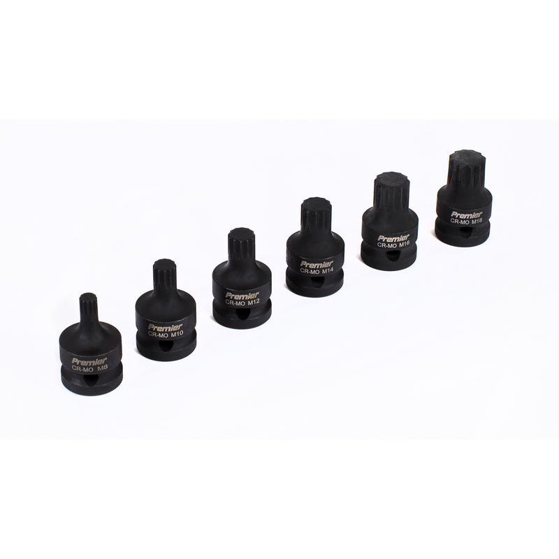 Impact Spline Socket Bit Set 6pc 1/2"Sq Drive | Pipe Manufacturers Ltd..